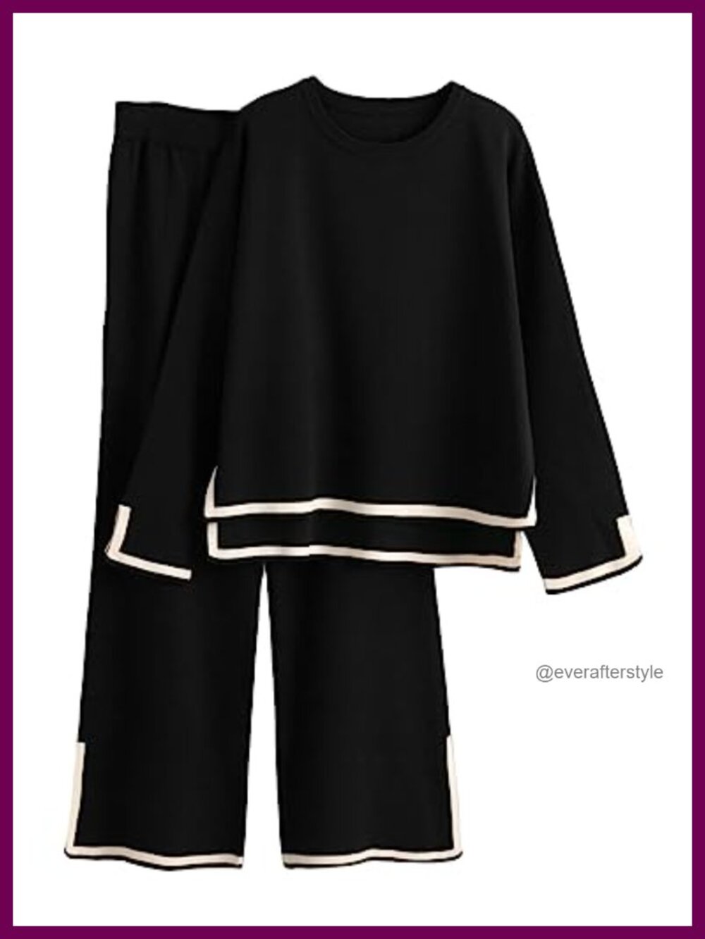 Womens 2 Piece Knit Sweater Lounge Set Wide Leg Tracksuit